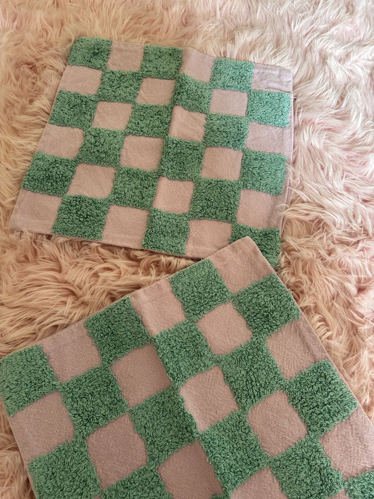 Poszewki na poduszki bawełniane w krate 2000s y2k home decor