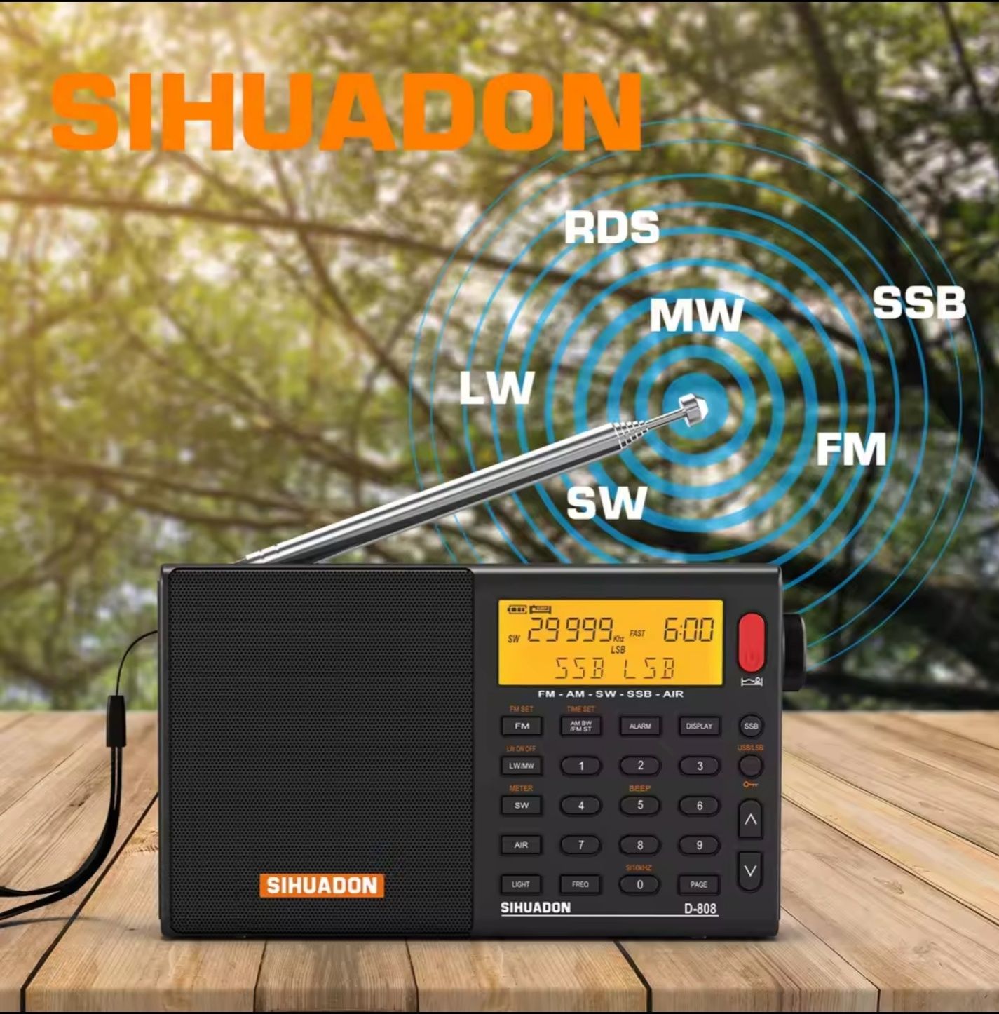 Xhdata(sihuadon) d-808 новий,всехвилевий радіоприймач,ssb,sw,fm,mw,lw,