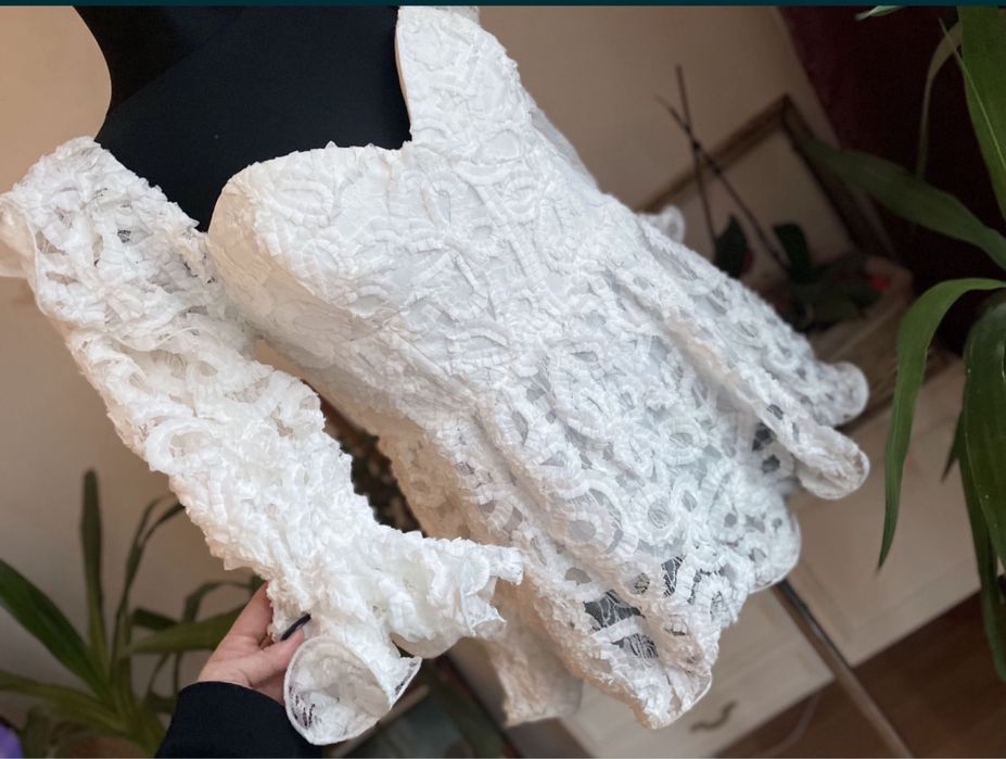 Asos luxe biały koronkowy krótki kombinezon 44 xxl 42 xl ażurowy haft