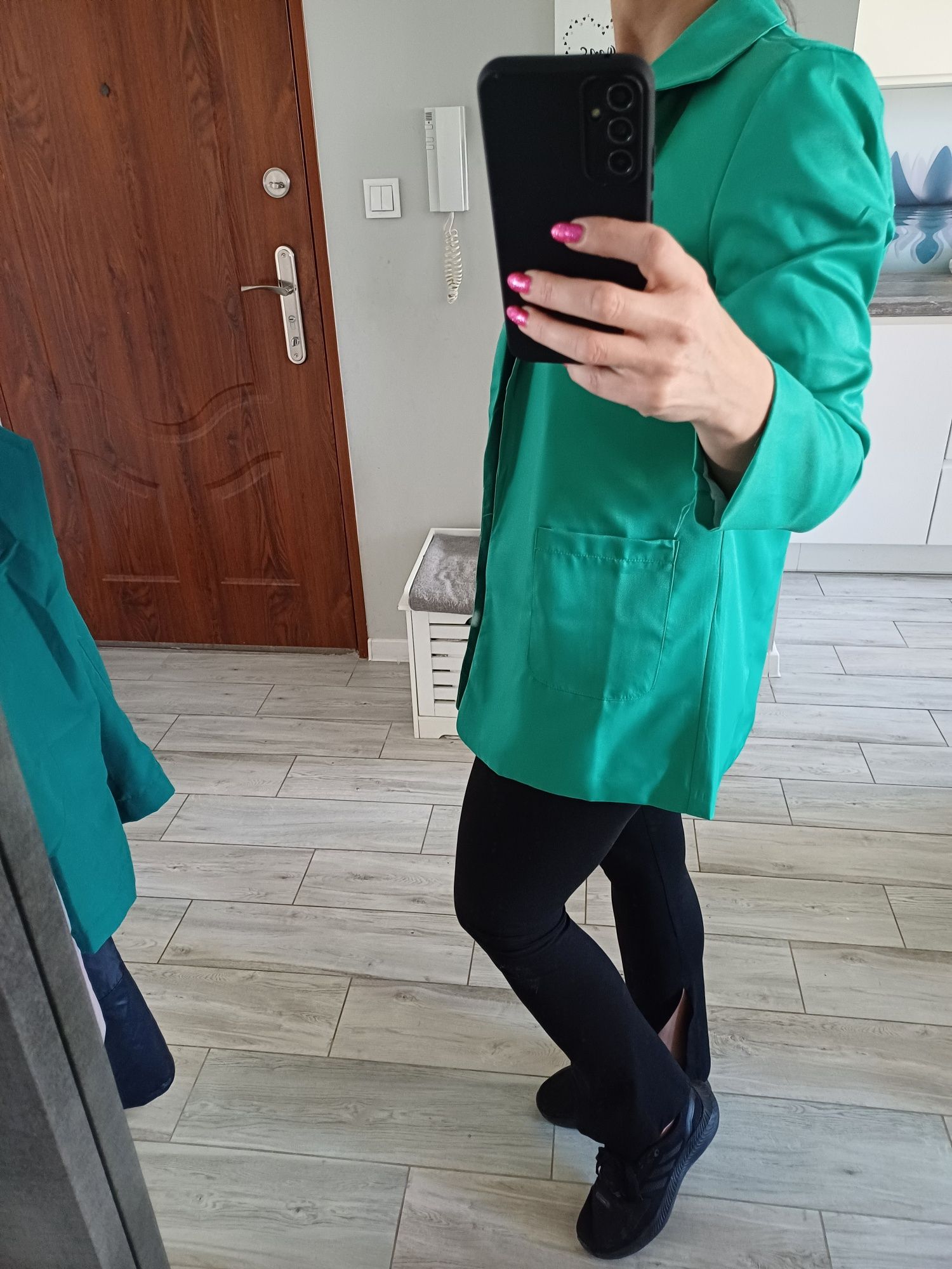 Zielona marynarka, żakiet, krój oversize, rozmiar S