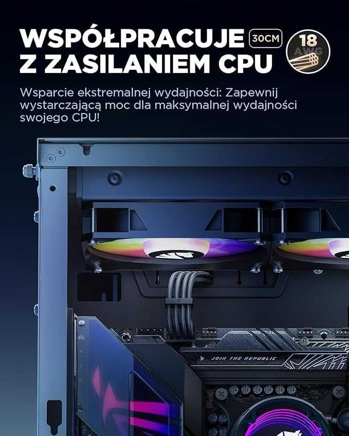 Przedłużacz kabla PSU, Zestaw kabli w osłonie PC dla GPU/CPU