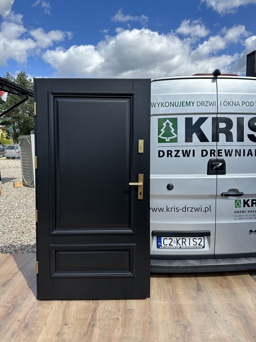 Drzwi zewnętrzne drewniane OD RĘKI Amerykańskie czarne  cała Polska