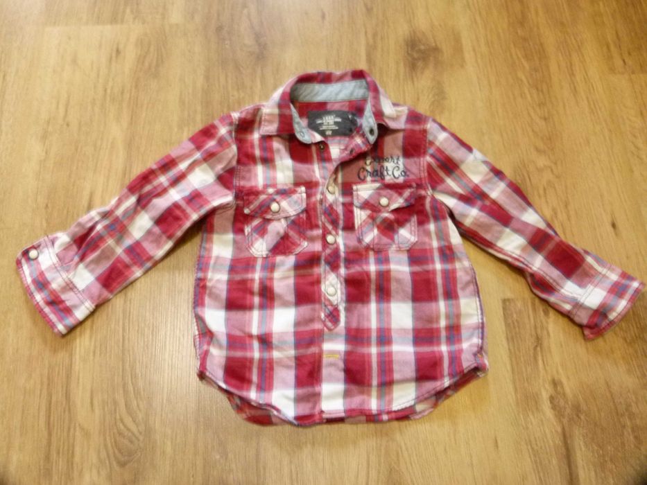 rozm 98 H&M koszula w kratkę czerwona biała chłopięca