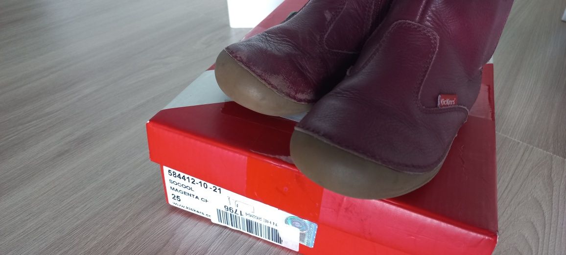 Superfit Kickers magenta 25  kozaki skórzane na rzep zimowe botki ocie
