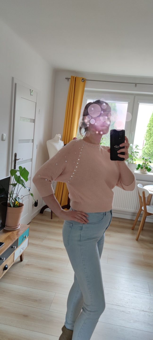 Sweterek sweter beżowy lub jasno brzoskwiniowy M/38/10 Topshop