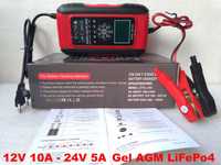 Универсальное зарядное устройство 12В 10А 24В 5А авто Gel AGM LiFePo4