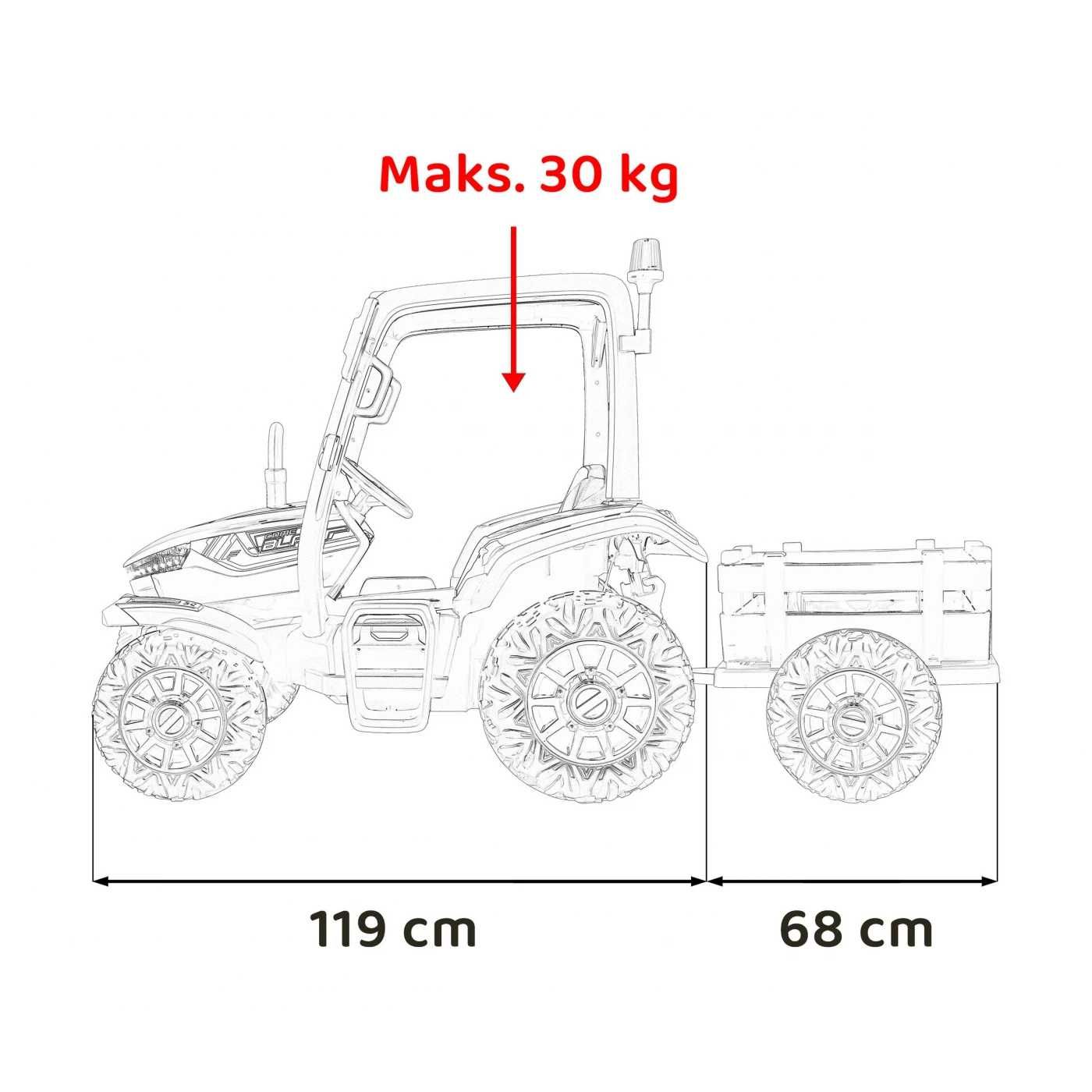 Duży Traktor Na Akumulator z Przyczepką - 24V - 400W - NOWE