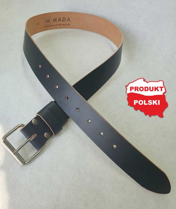 Długi Pas 3XL 155cm Szeregowiec Wojska PL Skóra Krupon Czarna Natur.R1