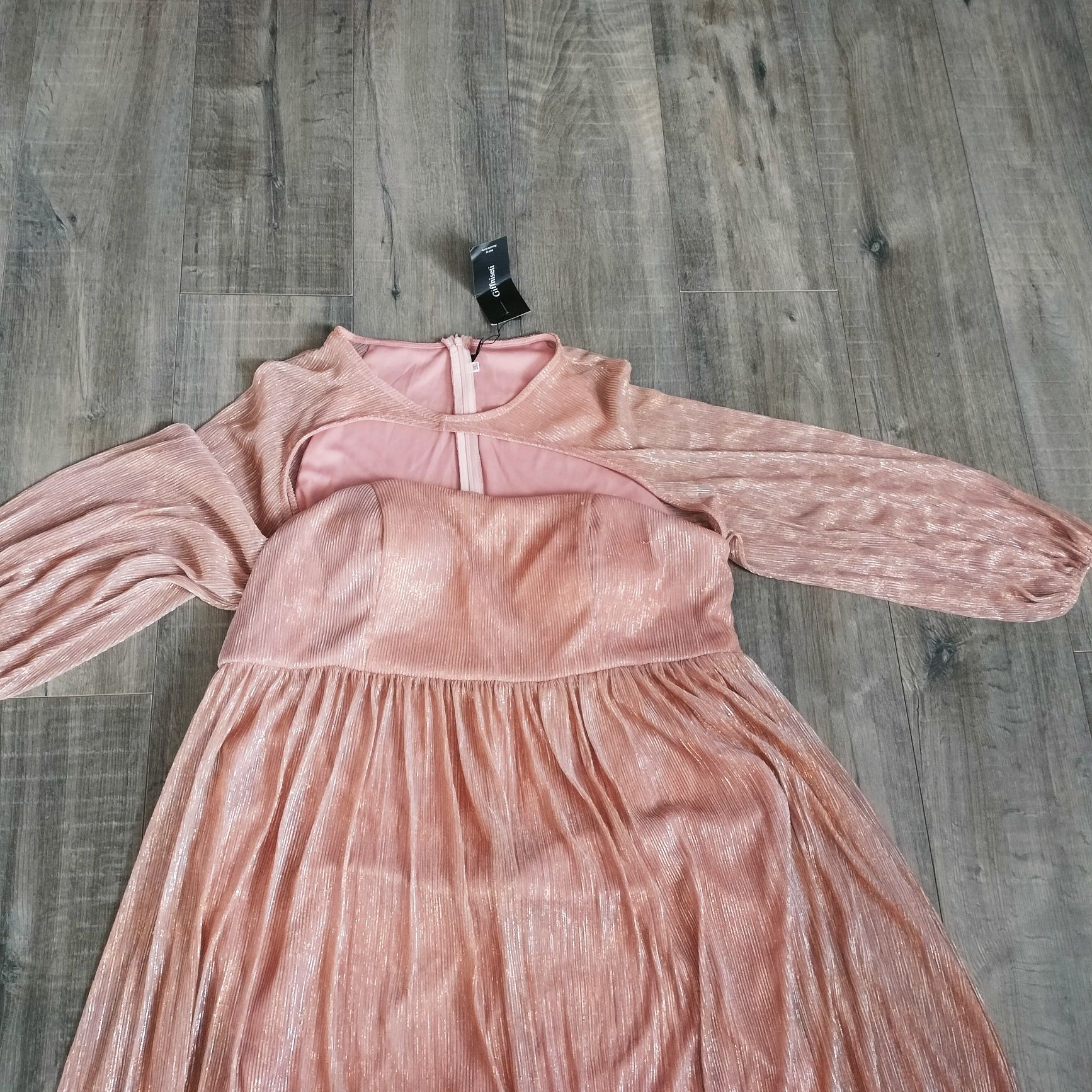 Sukienka maxi złoto srebro 3xl 50 balowa elegancka wieczorowa gorset