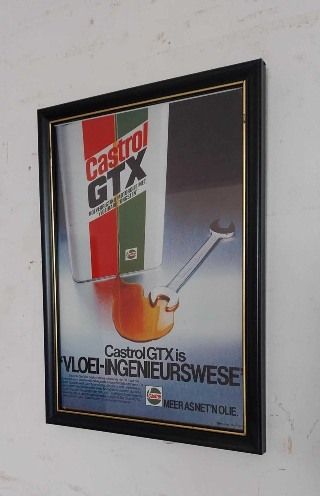 Cartaz Publicitário VINTAGE, "Castrol GTX" Emoldurado