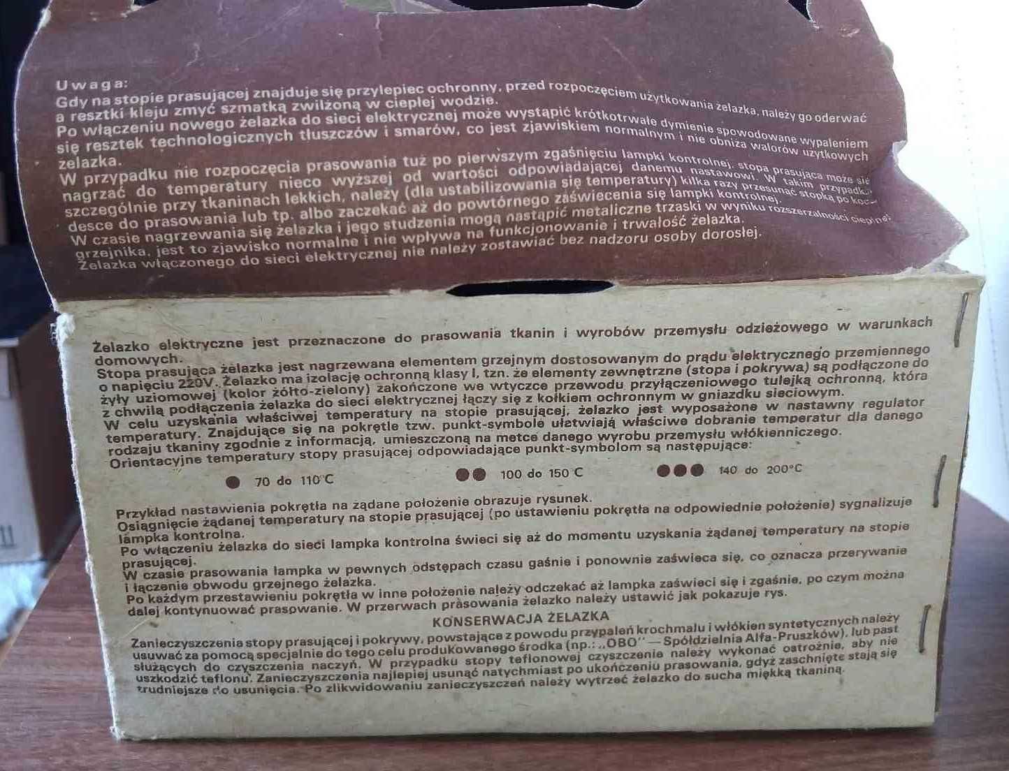 Żelazko elektryczne z termoregulatorem stare 282K 220V 1000W dezamet