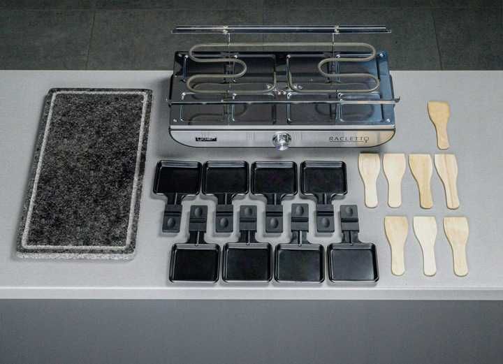 Raclette grill elektryczny Yoer Racletto srebrny/szary 1400 W