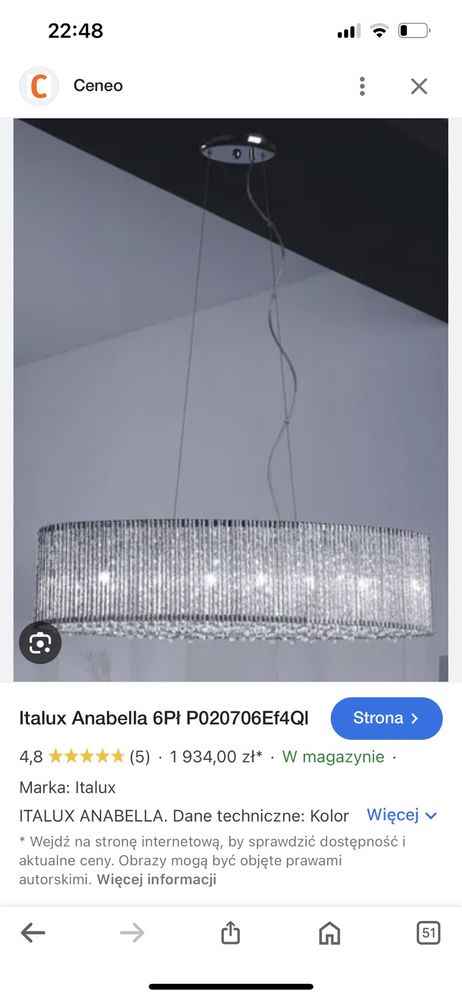 Italux Lampa sufitowa Anabela 6x42W G9