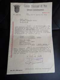 Documento / Recibo de Camara Municipal de Beja, Ano 1940