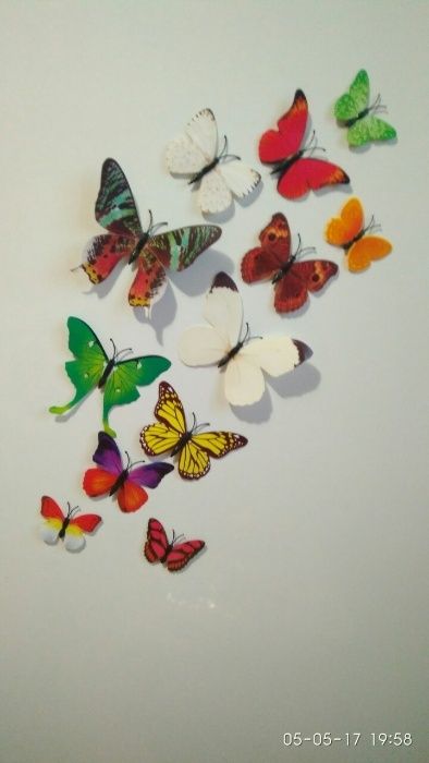 Бабочки декоративные на магните набор 12 шт наклейки на стену метелики
