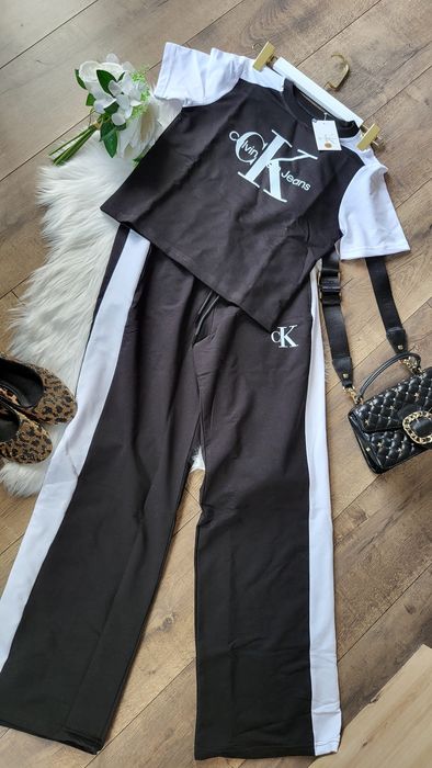 Calvin klein komplet dres szeroka nogawka S
