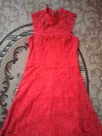 Красное платье нарядное длинное 42