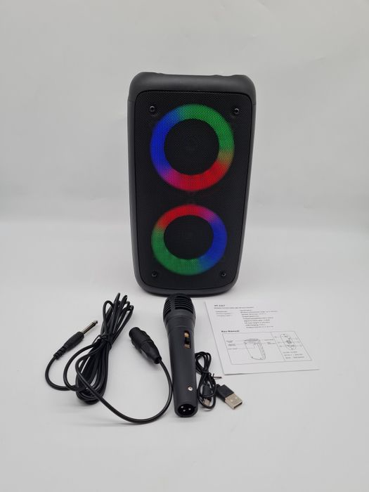 Przenośny głośnik Bluetooth party karaoke Boombox mikrofon przewodowy