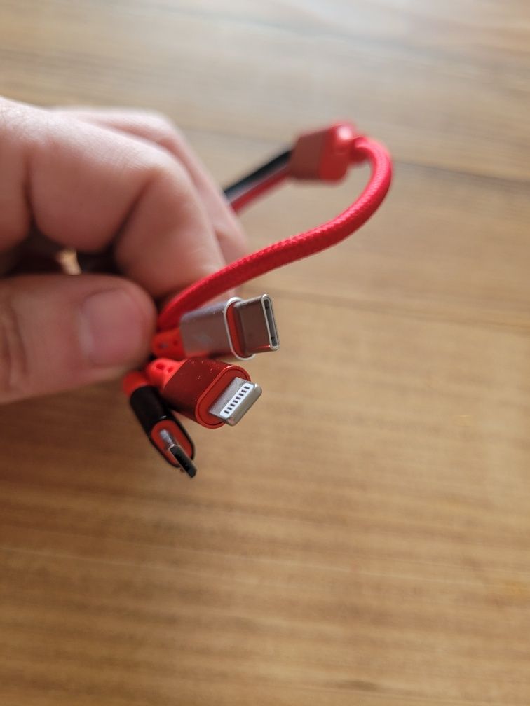 ASICEN Kabel USB do ładowania 3 w 1, 35 cm Multi USB, iP/Micro USB/C