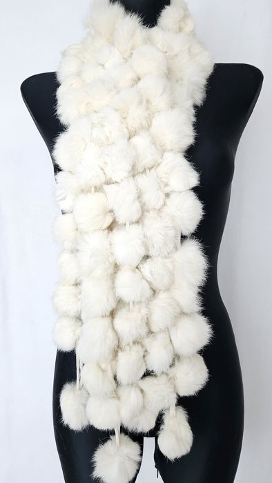 Elegancki długi ciepły  szeroki futrzany szal etola futro