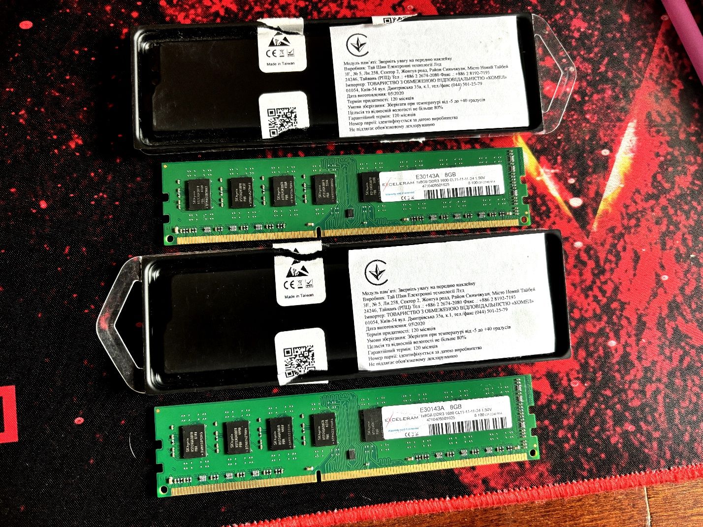 Оперативна пам'ять DDR3 1600mhz 16GB Exceleram Пара