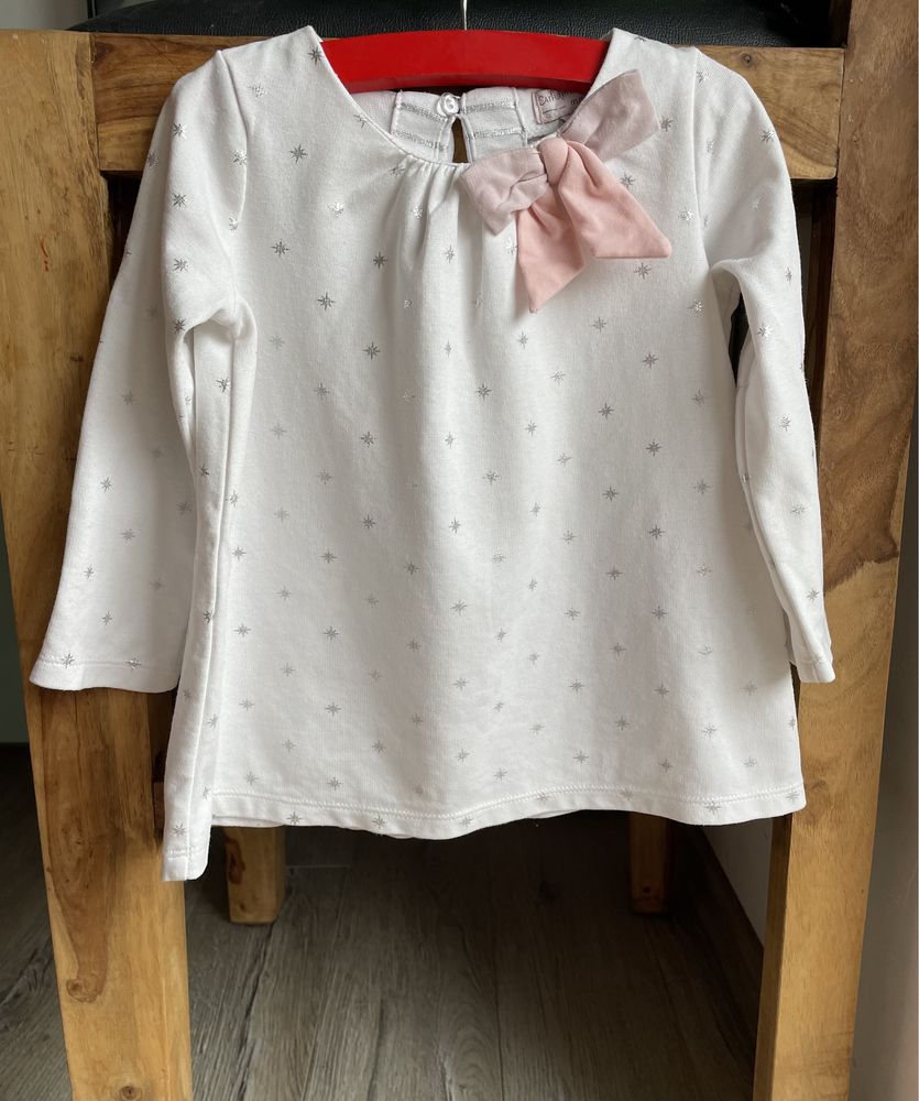 Bluza tunika sukienka 92 boho baby biała w gwiazdki