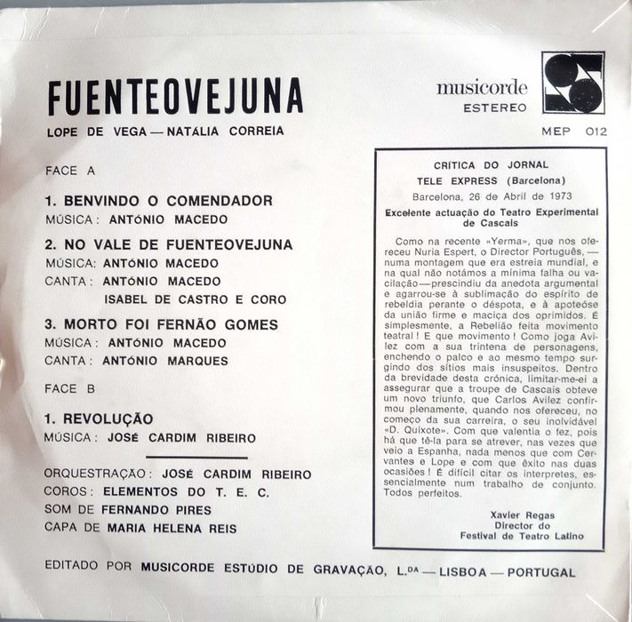 Lope de Vega / Natália Correia ...	- - - - -	Fuenteovejuna	- - - - -EP