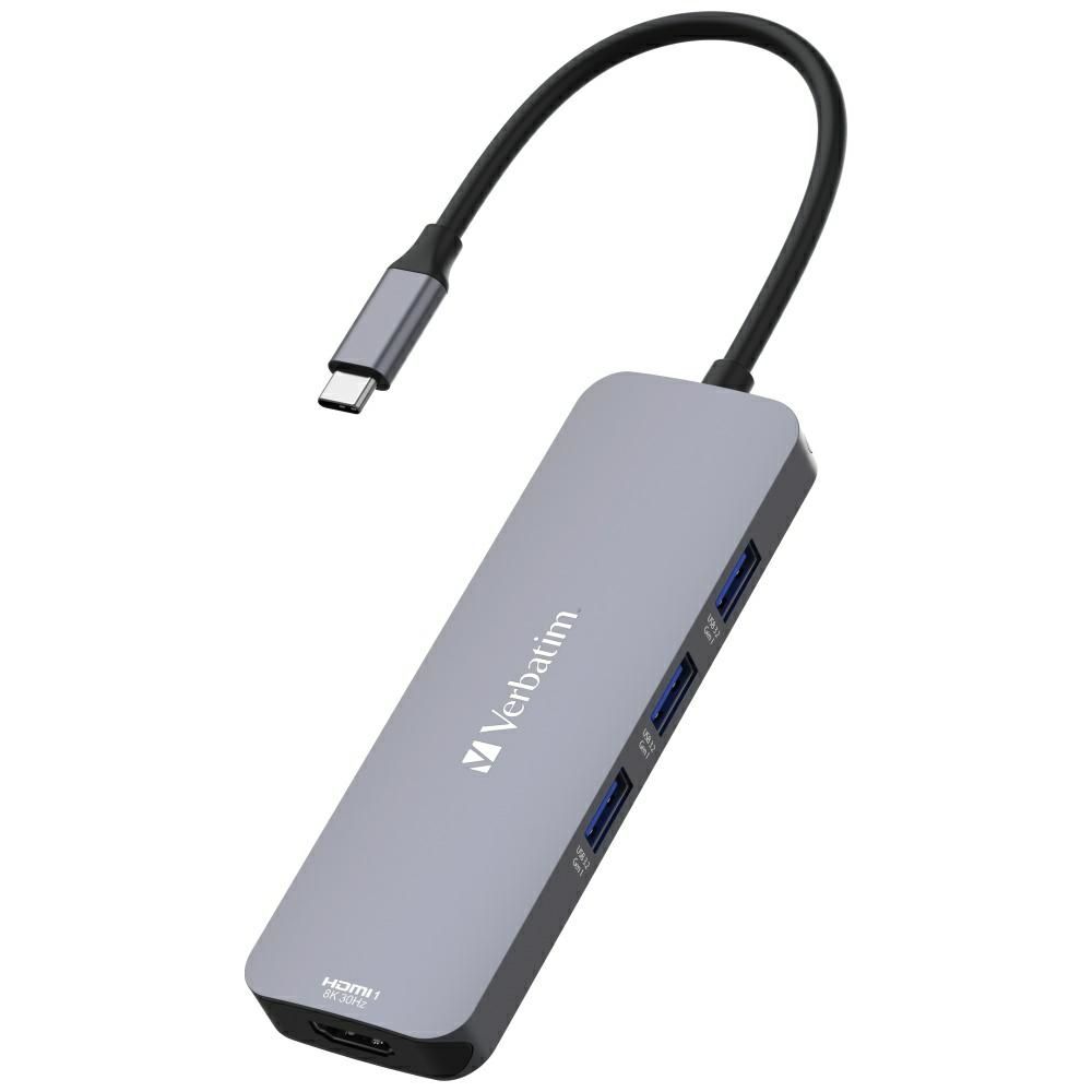 Verbatim Adapter Hub USB-C - 2xHDMI/     3xUSB-A/SD/microSD/USB-C alu