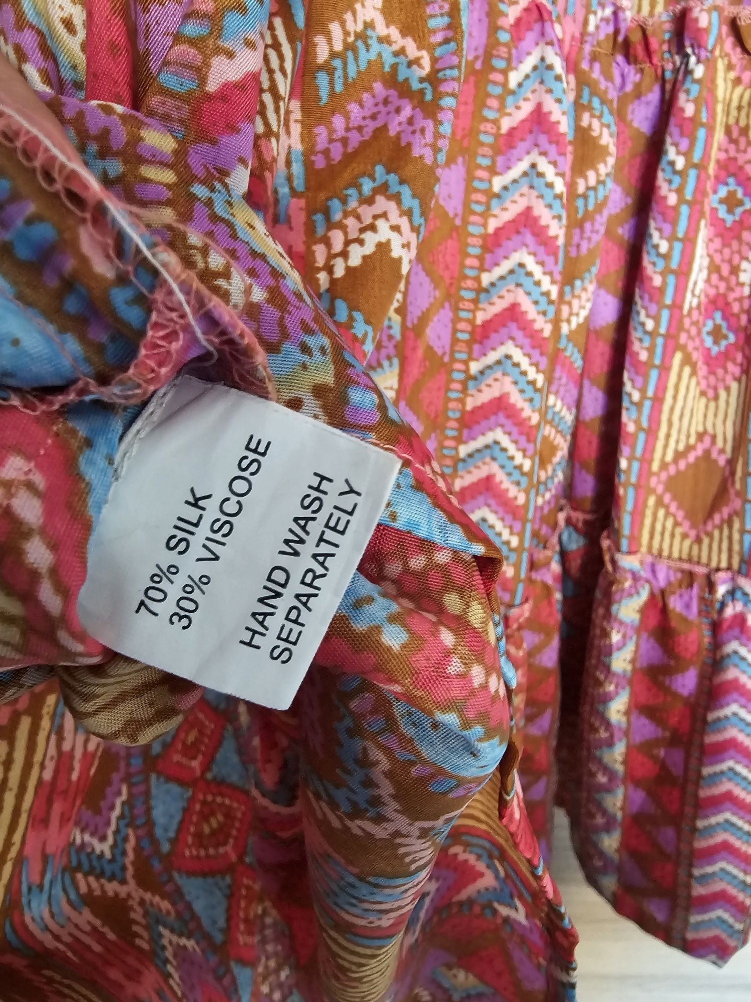 Letnia jedwabna sukienka boho hiszpanka jedwab rozm uniwersalny
