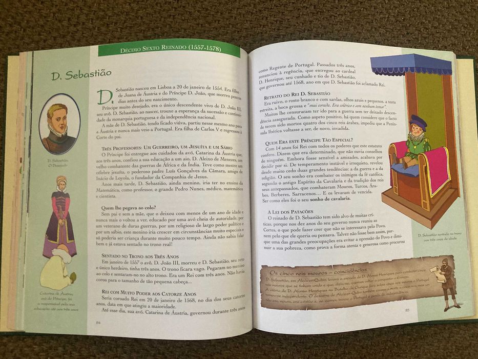 Livro infanto-juvenil sobre os reis de Portugal