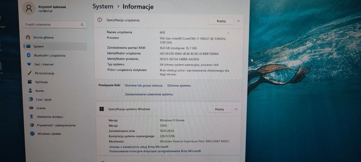MSI stealth 15m A11SDK i7 11 g. Gtx 1660ti, 16GB, 512 SSD Zamiana PS5