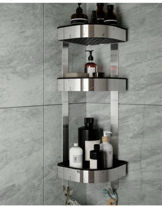 IKEA .Угловые настенные полки в ванную из нержавеющей стали BROGRUND .