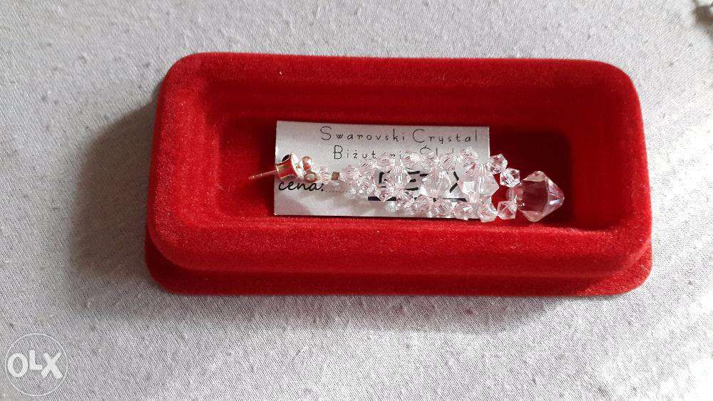 Piękna biżuteria ślubna Swarovski crystal kolczyki bransoletka