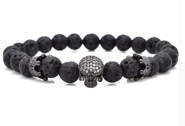 Pulseira Masculina Caveira Zirconia Cúbica