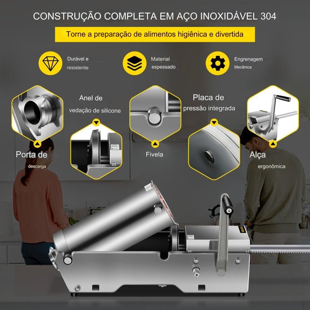 Máquina de Enchimento de Salsichas  - 10 Litros, Aço Inoxidável