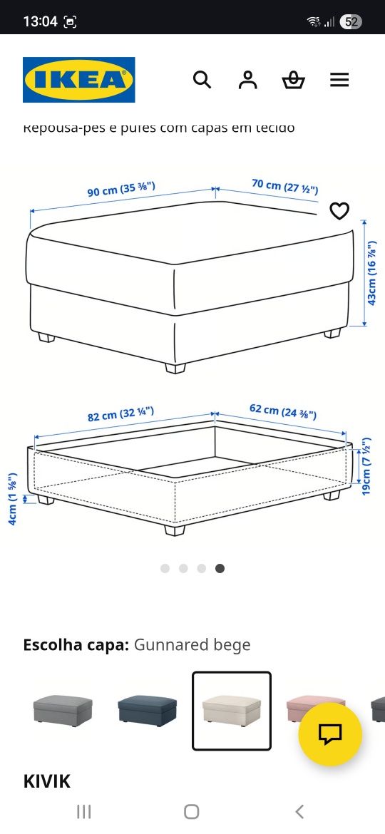 Sofá + Pousa pés/baú IKEA