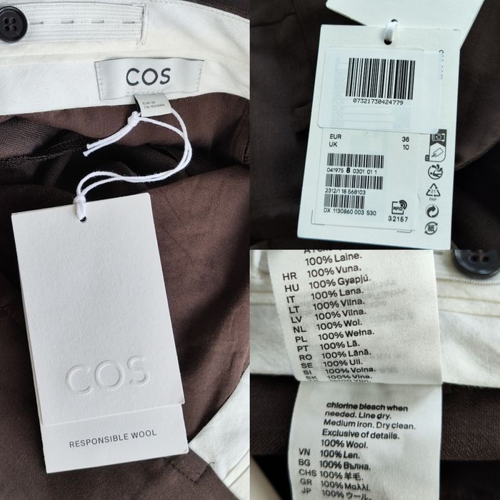 Cos шоколадні брюки із 100% вовни