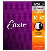 Struny do gitary akustycznej Elixir 11002 NanoWeb Bronze 10-47