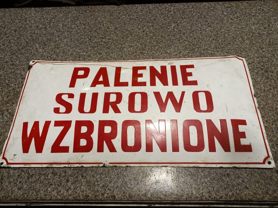 Tablica metalowe Palenie Surowo Wzbronione  PRL