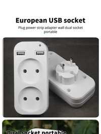 Złodziejka Rozgałęźnik Przejściówka 2 X 220V, 2 X USB