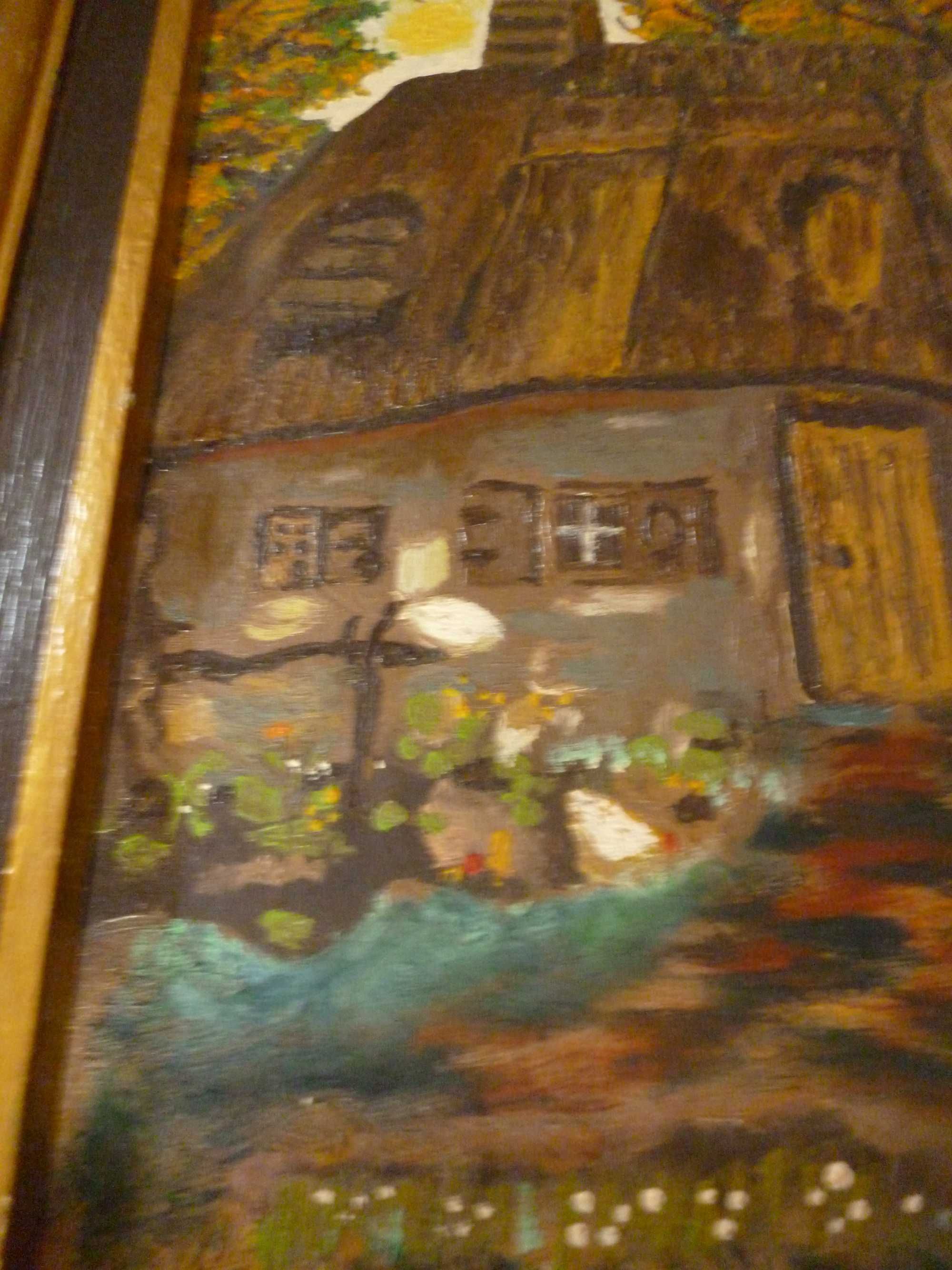 Stary obraz malowany na plotnie Sygnowany