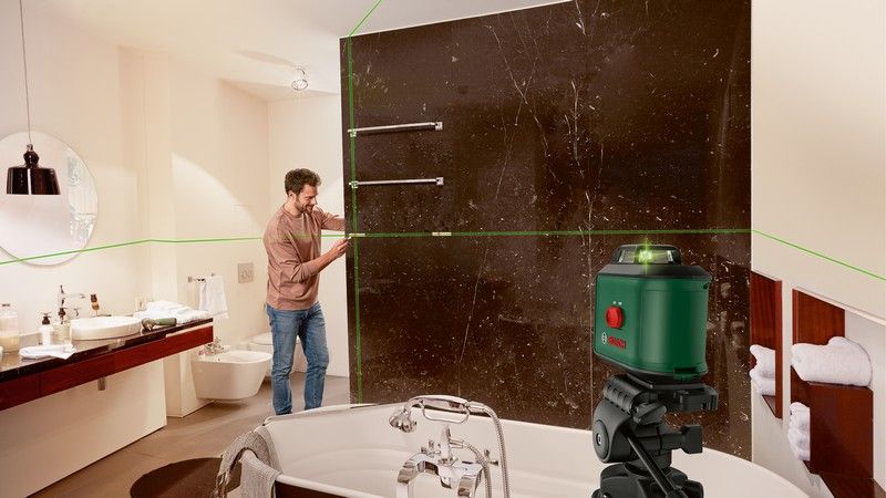 Laser krzyżowy zielony PLL 360° set TT poziomica firmy Bosch statyw