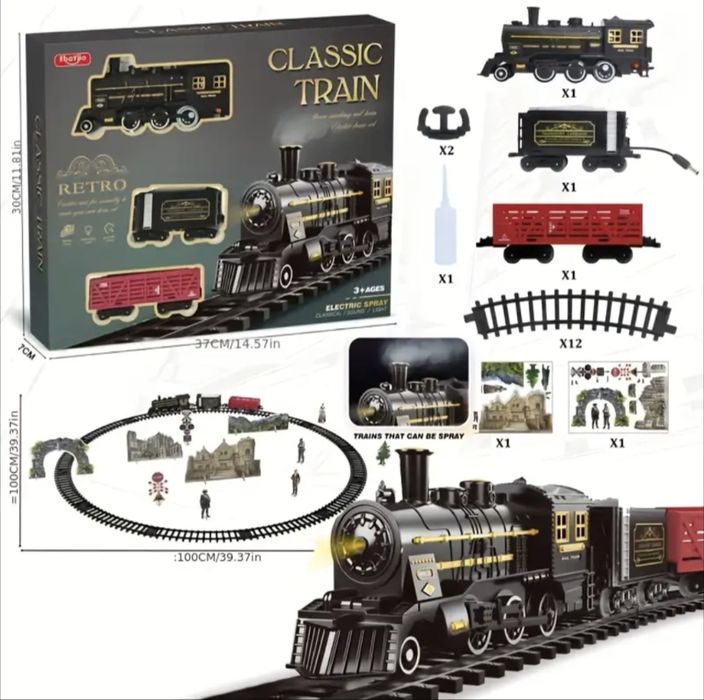 Дитяча залізниця з парогенератором і підсвіткою Classic train 100х100