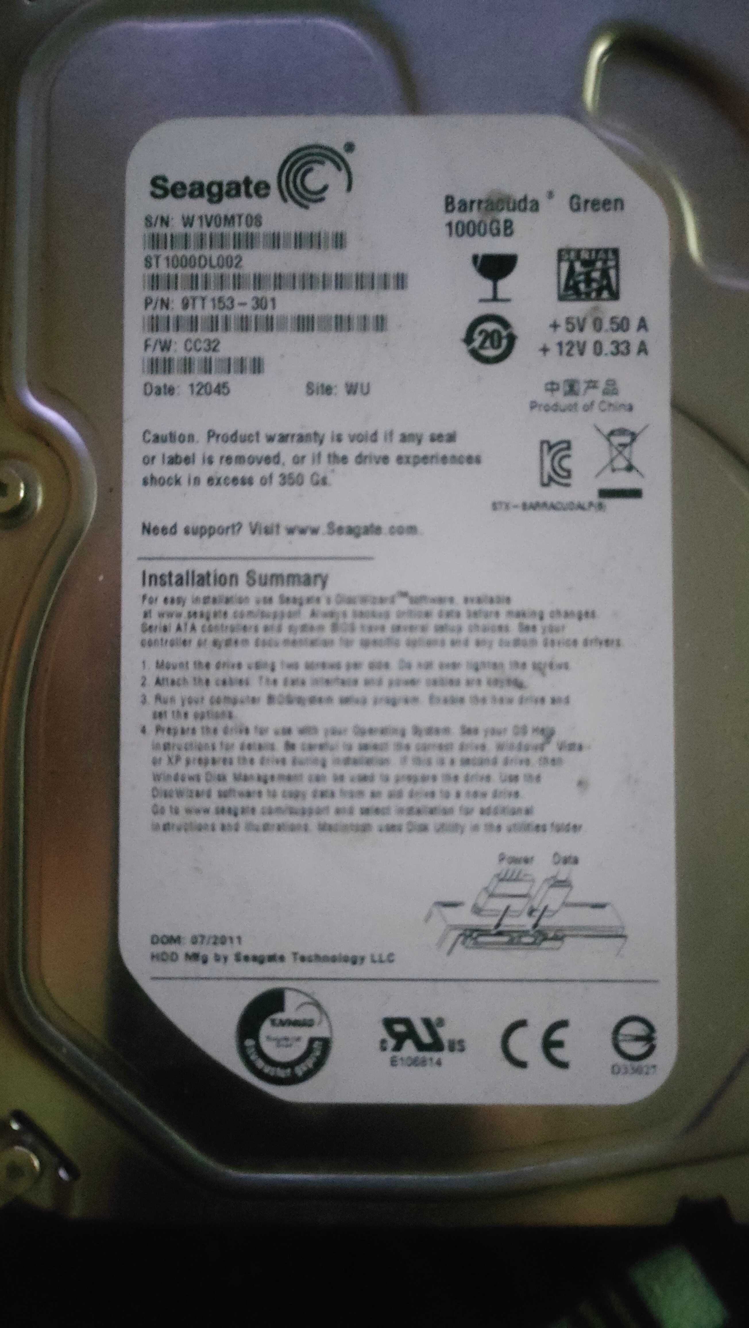 Жесткий диск HDD Seagate ST1000DL002 1Tb Barracuda