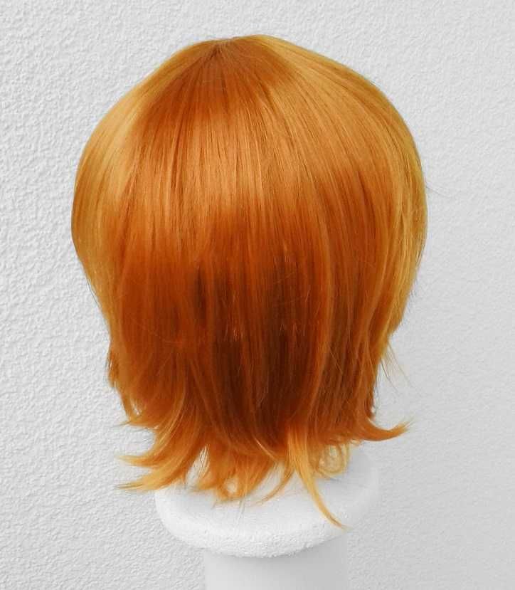 Krótka ruda pomarańczowa peruka z grzywką męski męska cosplay wig