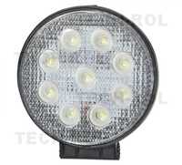 Lampa robocza diodowa okrągła, 9 - led x 3W, 27W, 12V / 24V, 1620lm