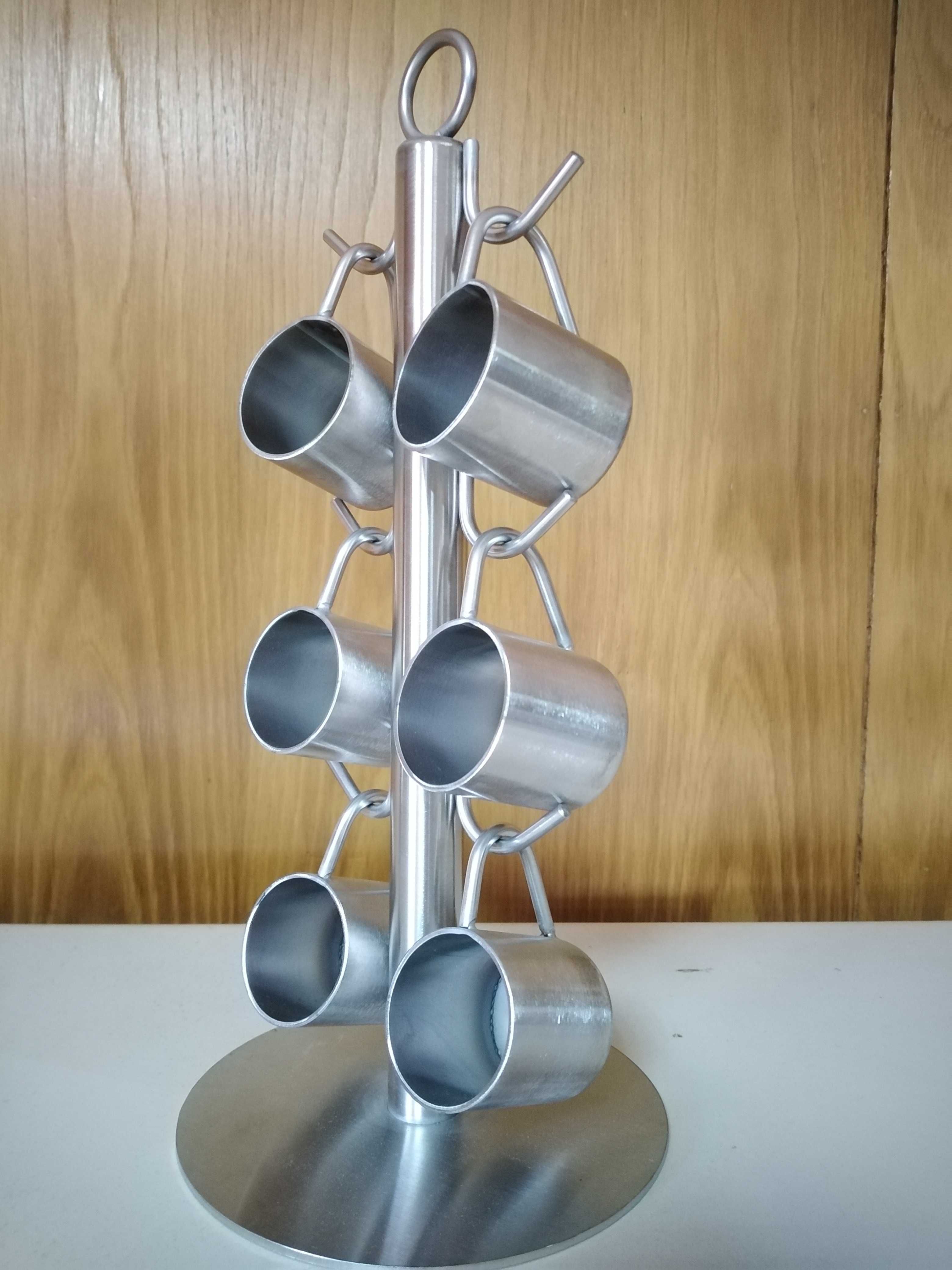 Suporte aço inox com 6 canequinhas de asa