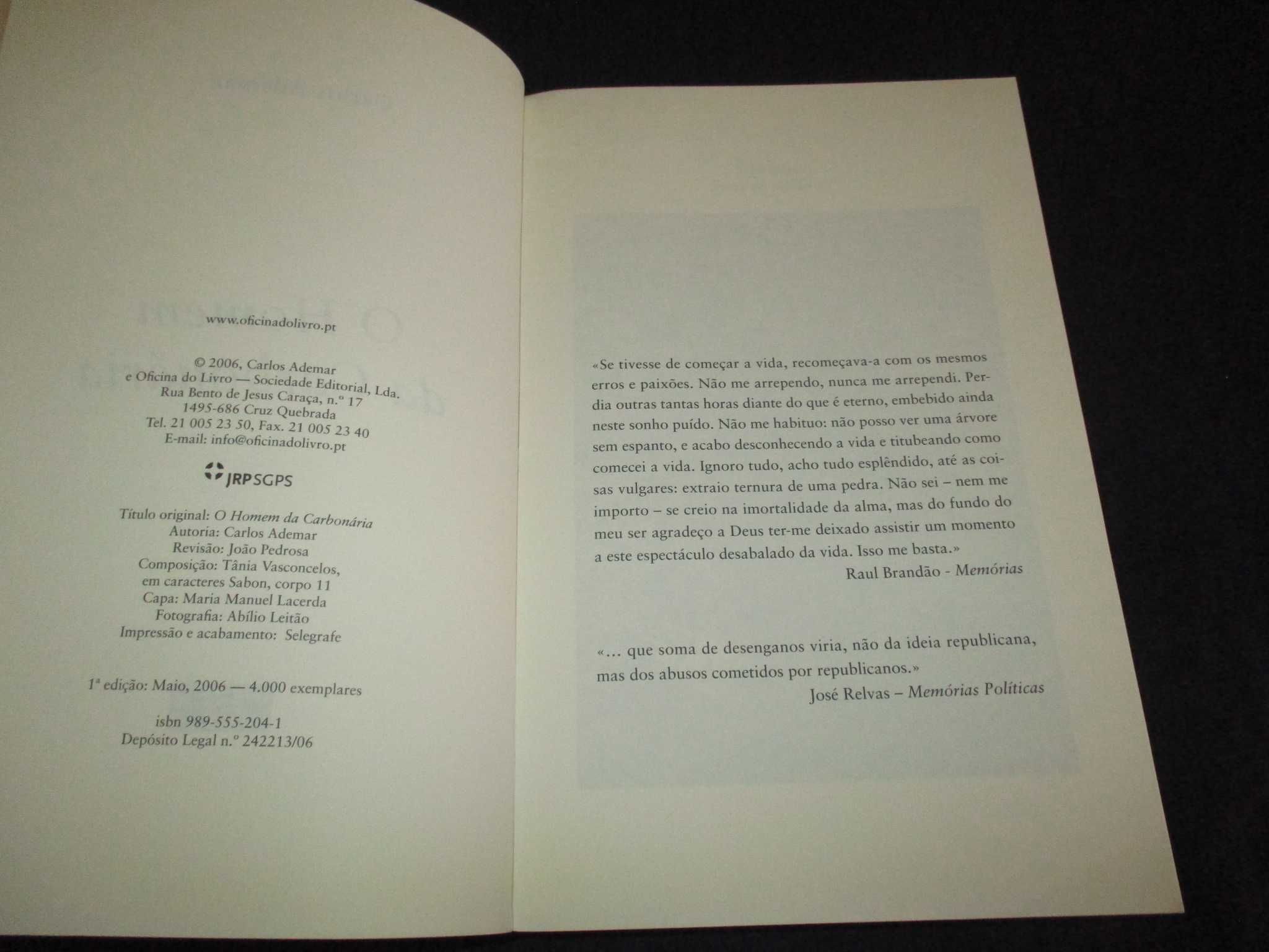 Livro O Homem da Carbonária Carlos Ademar