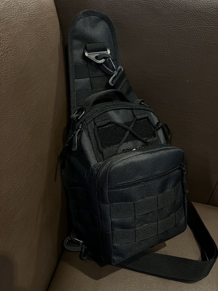 Военная штурмовая тактическая барсетка сумка черная слинг через плечо