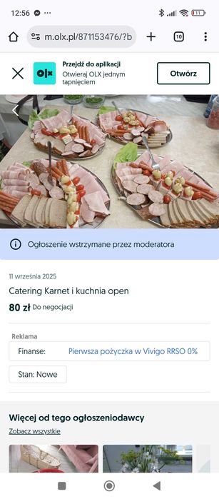 Podane do stołu catering